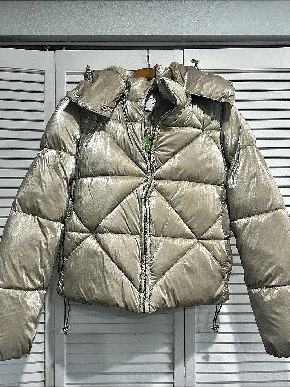 Sam Edelman Metallic Quilted Puffer Jacket Gold Size Small